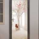 FLFK Door Mural Sticker - Flowers,Peel and Stick,Combined Size 30.3"x78.7",Split into 2 Pieces