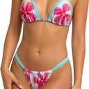 Thong Bikini Set for Women Triangle High Cut Cheeky Bathing Suit for Beach Pool Summer Swimwear (Blue, M)