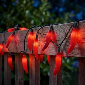 35 LED Red Chili Pepper Christmas Lights, 13.6Ft Outdoor String Lights with Warm White Bulbs, Plug in Fairy Lights for Indoor Party Kitchen Patio Garden Decor, Cook Off Decorations for Cinco De Mayo