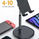 LISEN Cell Phone Stand Phone Holder for Desk Office Decor, Office Desk Accessories Women PC Gaming Essentials iPhone Stand Gadgets Men Gifts for Mom Fit OtterBox Case Switch iPad Air Tablet 4-10 in, Black