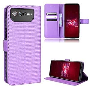 Elubugod Case for Asus ROG Phone 6 Leather Case Cover, PU Leather flip Cover Case for Asus ROG Phone 6 Pro Case Cover Purple