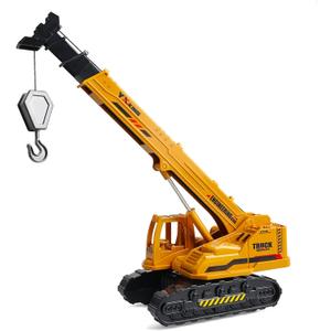 ABS Diecast Crane Truck Toy for Boys Ages 3-12, Friction Powered Construction Vehicle with Manual Lifting Arm, Christmas & Birthday Gifts for Toddlers Kids