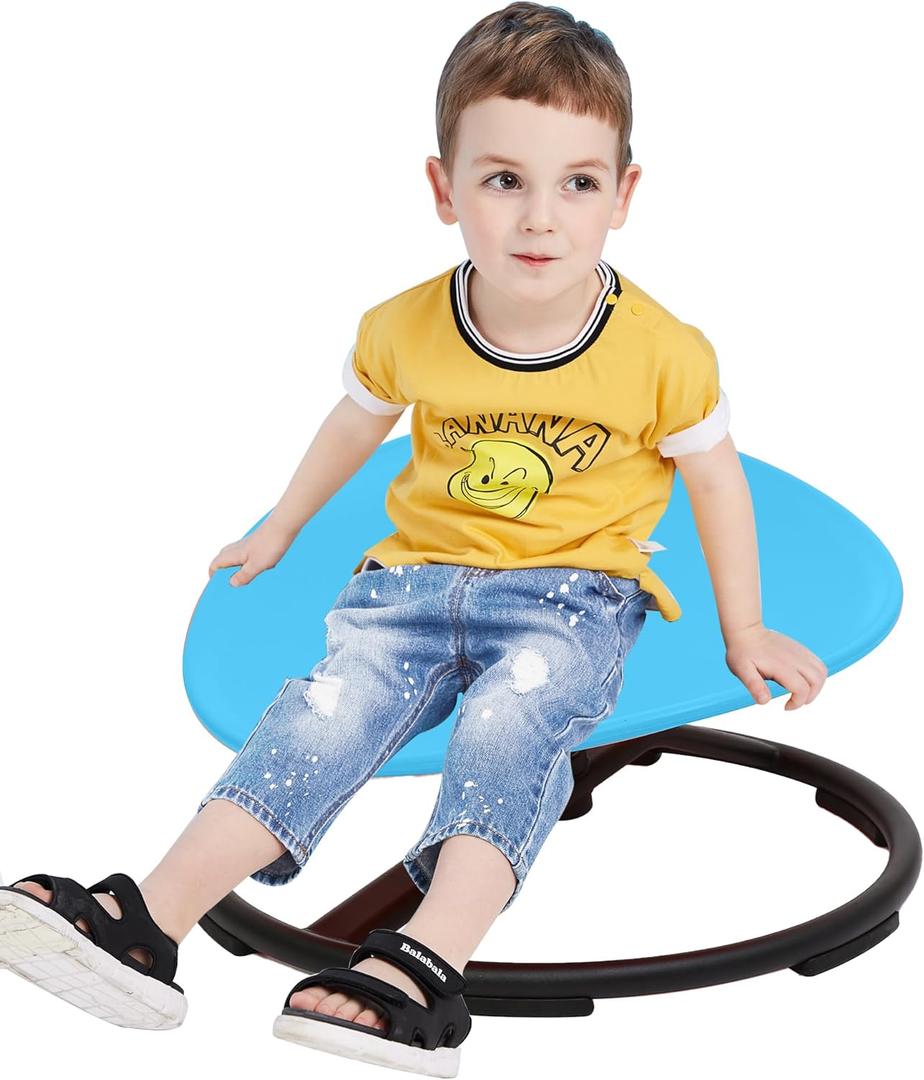 Kids Spinning Sensory Chair - Round Swivel Chair Seat for Balance, Coordination - Sensory Therapy Stool for Kids with Autism & ADHD - Active Indoor Play Chair for Home & Classroom (Blue)