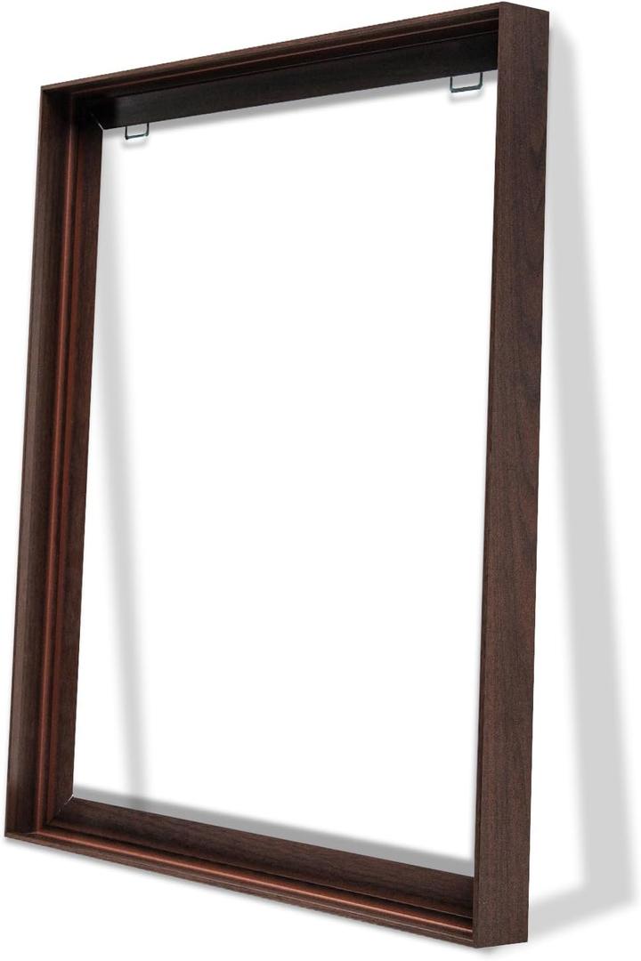 ARTGOW Metal Floating Frame for 24"x36" Canvas Oil Paintings, DIY Canvas Frame with 1.5" Deep, Floater Frames for Prints Wall Art/Portrait/Landscape Living Room Bedroom Kitchen Decor -Wood Grain Brown