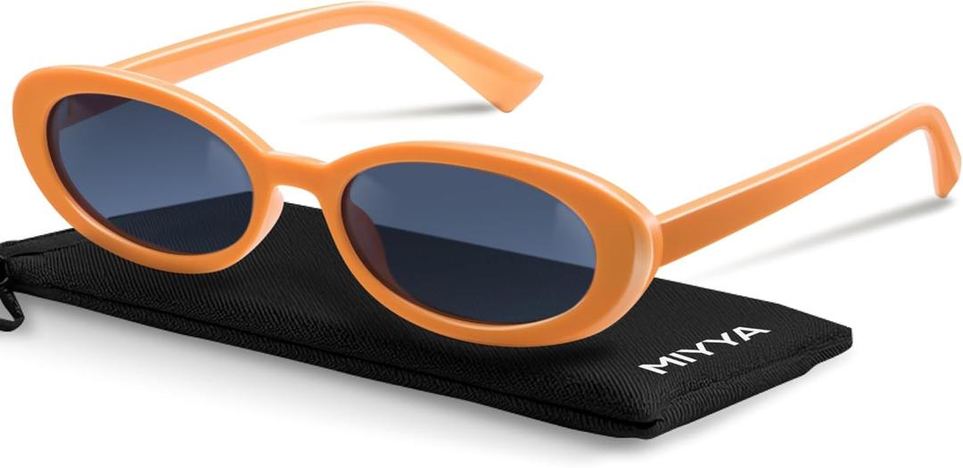 miyya Old Money Polarized Oval Sunglasses  2025 Edition, UV400 Protection, Feather-Light Fit & Trendy Colors (Apricot/Dark Blue)