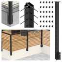 RailinGo 36" Side Mount Outside Corner Cable Post, 3-Side Drilled Flat Top Outer Corner Post(Post 44"x2"x2"), Space-Saving Fascia Mount Cable Railing System, Stainless Steel Wire Railing Kits, RG74