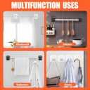 No Drill Curtain Rod Brackets No Drilling Holder 40LB - Renter Friendly Self Adhesive Hooks for Apartment Dorm Classroom Essentials Decor Hanging Drapes Rv Over Blinds Kitchen Bedroom Home