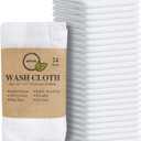 100% Cotton Washcloths 24 Pack (12x12 Inches) Soft, Highly Absorbent Washcloth, Face Towels, Wash Cloths for Face, Ring Spun, Bulk Pack (White)
