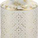 Flower Vase Rustic Metal Vase, 10.2" Vintage White and Gold Distressed Vase for Farmhouse Home Décor Artificial Flowers and Centerpieces