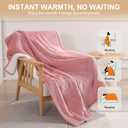 Heating Blanket Heated Throw Blanket 50''X60'' - Electric Throw Pink Ultra Warm Fluffy Electric Blanket for Recliner with 5 Heating Setting & 4 Hour Auto Off, ETL Certified & Overheat Protection