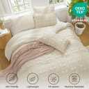 BEDELITE Cream Queen Comforter Set, 3 Pieces Fluffy Lightweight Beige Seersucker Comforter, Soft Breathable All Season Bedding with Pillowcases for Bedroom