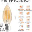 GvvooHome E12 Candelabra Bulb 40 watt Equivalent, E12 LED Bulb Dimmable Chandelier Light Bulbs, 2200K Amber Warm, B10 Candle Light Bulb, 90+CRI, 400LM, Amber Glass Finish, 12 Pack