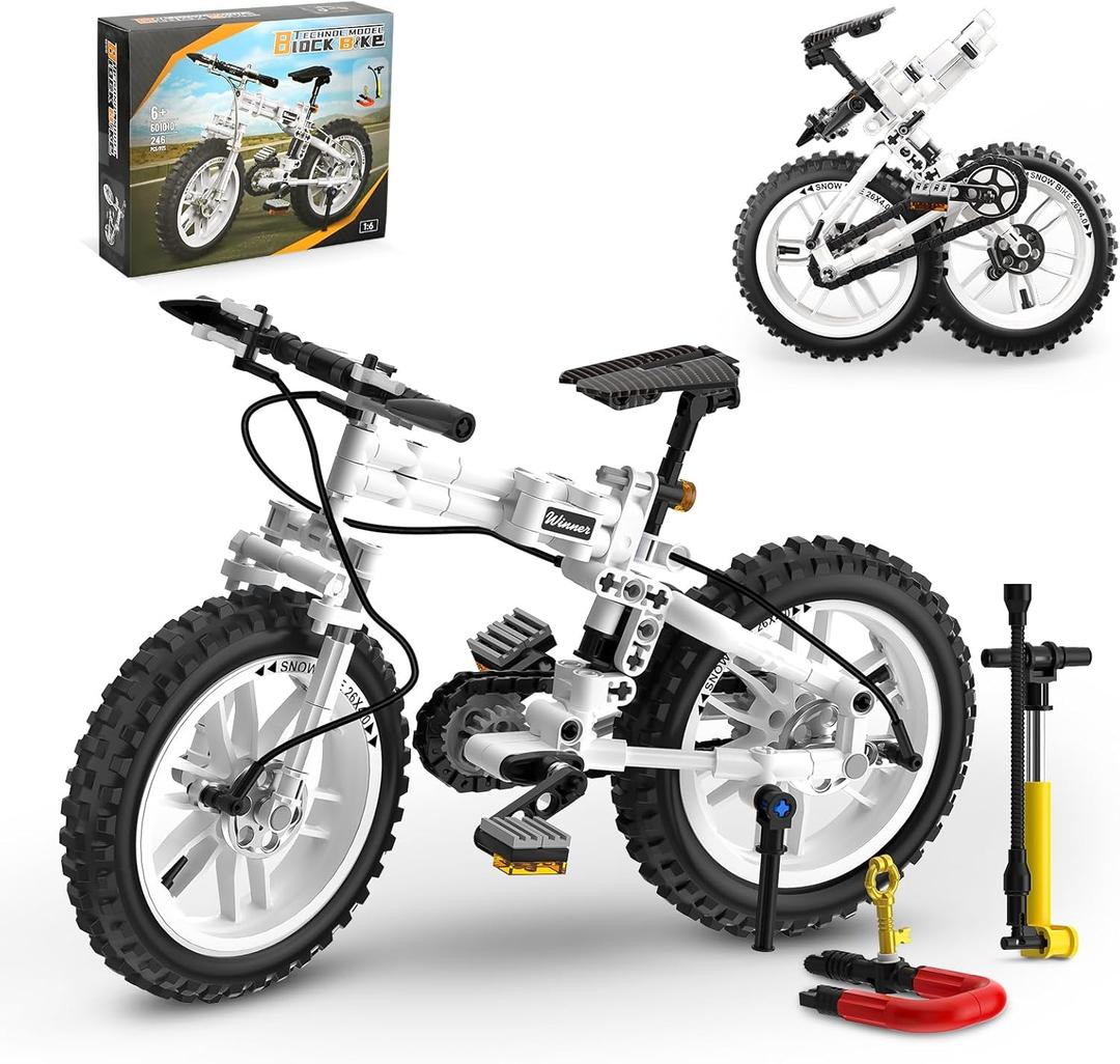 Foldable 1:6 Bicycle Building Blocks Set for Boys 8-12, Compatible with Lego Technic Motorcycle, Mountain Bike Building Kit STEM Educational Dirt Bike Stunt Bike Building Toys Gift for Kids (246 PCS)