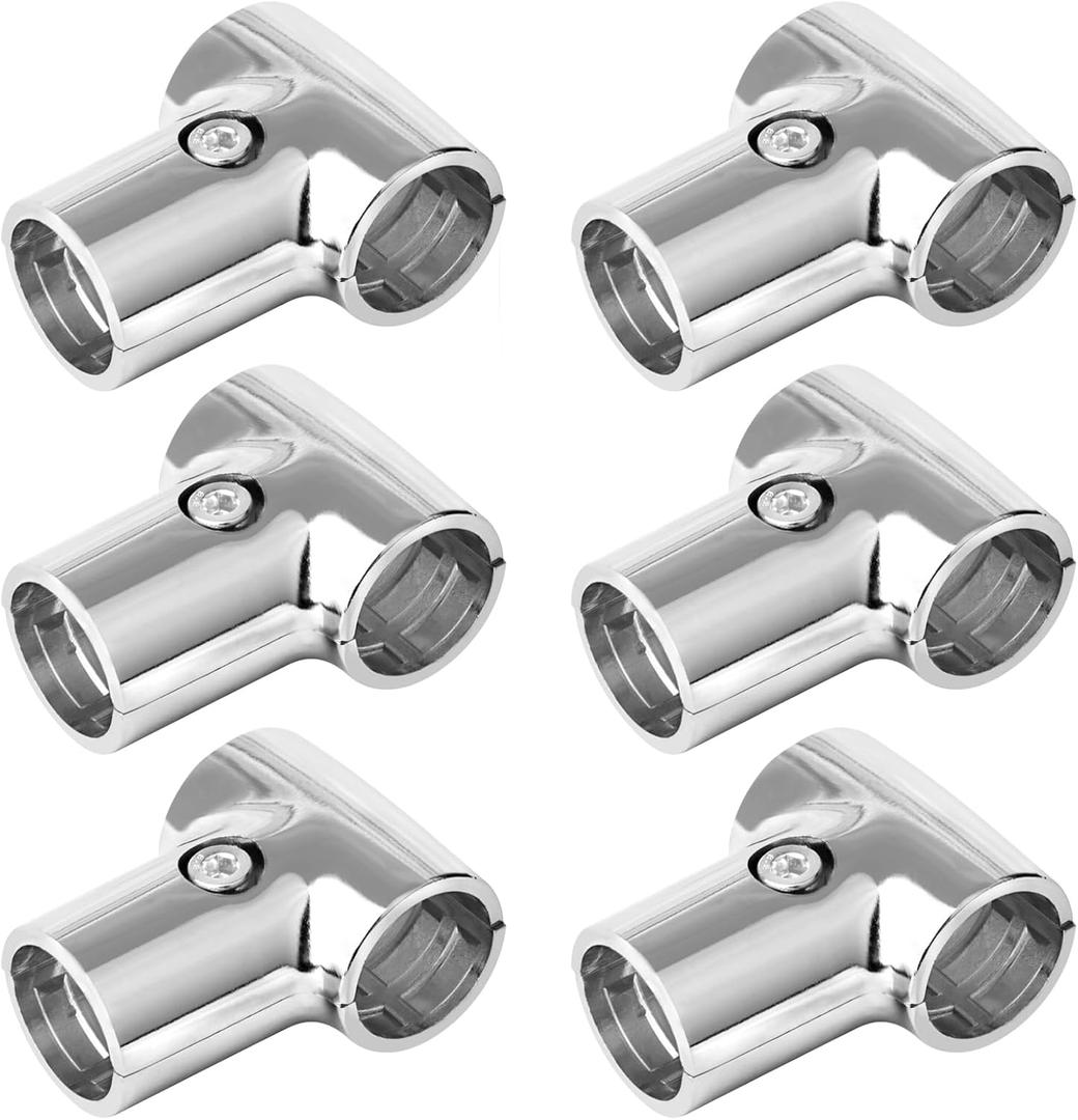 6 Sets T Pipe Clamp Connector, Fits 1-1/4"(1.25" OD) Round Tube Frame, Handrail Structural Pipe Fitting, Aluminum Alloy
