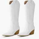 Arromic Cowboy Boots for Women Comfortable Womens Embroidered Western Cowgirl Knee High Boots Pointed Toe Zipper Chunky Heel Country Outfit Retro Tall Boots, 9.5