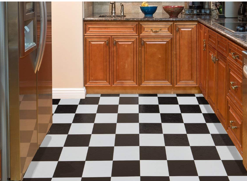 Nexus Self Adhesive 12-Inch Vinyl Floor Tiles, 10 Tiles - 12" x 12", Black/White Pattern - Peel & Stick, DIY Flooring for Kitchen, Dining Room, Bedrooms & Bathrooms by Achim Home Decor