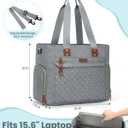 Pritent Diaper Bag Tote for Working Mom, Large Travel Diaper Tote for Mom and Dad with 14 Inch Laptop Sleeve, Mommy Maternity Travel Baby Bag for Boys and Girls, Grey