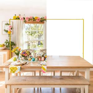 Over The Table Rod Stand with Clamps, Adjustable 28"-69" Tall 31"-98" Wide, Heavy Duty Metal Table Arch Stand for Wedding Birthday Anniversary Halloween Christmas Party Decor (Yellow)
