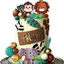 JeVenis Safari Baby Shower Cake Decoration Safari Animals Cake Decoration Wild One Cake Decoration Two Wild Cake Topper Giraffe Monkey Cake Topper