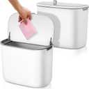 Tioncy 2 Pcs Sanitary Napkin Receptacle Plastic Wall Mounted Tampon Disposal Bin with Lid Feminine Hygiene Disposal Container for Bathroom Restroom Home Office