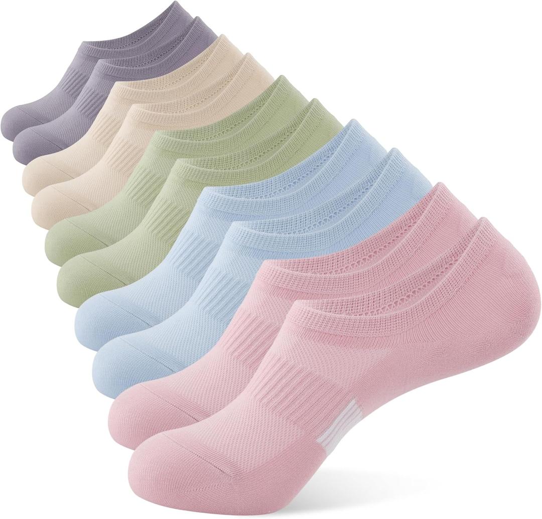 No Show Socks Womens Low Cut Non Slip Athletic Cotton Invisible Women Sock 5 Pairs (9-11)