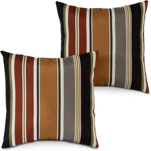 South Pine Porch Outdoor 17-inch Square Accent Pillow, Set of 2, Brick Stripe 2 Count