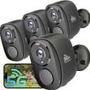 4PCs 2K Security Camera Wireless Outdoor, Surveillance Indoor Home Camera, Battery Powered WiFi Security Cameras with Color Night Vision, AI Motion Detection, 2-Way Audio, IP65, SD/Cloud, Works Alexa