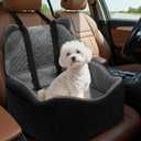 Dog Car Seat for Small/Medium Dogs Up to 30 lbs, Memory Foam Dog Booster Car Seats with Waterproof PU Cover, Pet Seat with Storage Pockets & 2 Safety Belt for Travel(Black)