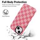 Lovmooful for iPhone 13/14 Case Cute Checkerboard Lattice-Pink