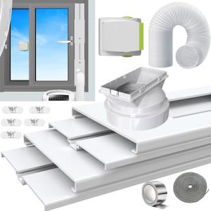 Aozzy portable air conditioner window kit with 5.9"AC Exhaust Hose,Security Lock &weather stripping,Universal 5.1/5.9"Coupler,ac window seal kit for vertical/horizontal sliding window fit for midea