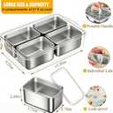 Snackle Box Container, Stainless Steel Snack Tray with Lid and Handle, 4-Compartment Divided Serving Tray for Fruit Veggie Candy, Large Snack Platter for Travel Party Beach Picnic