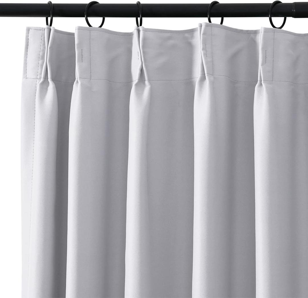  Sateen Woven Blackout Pinch Pleat Curtain Panel, 71 x 72 Inches, White 