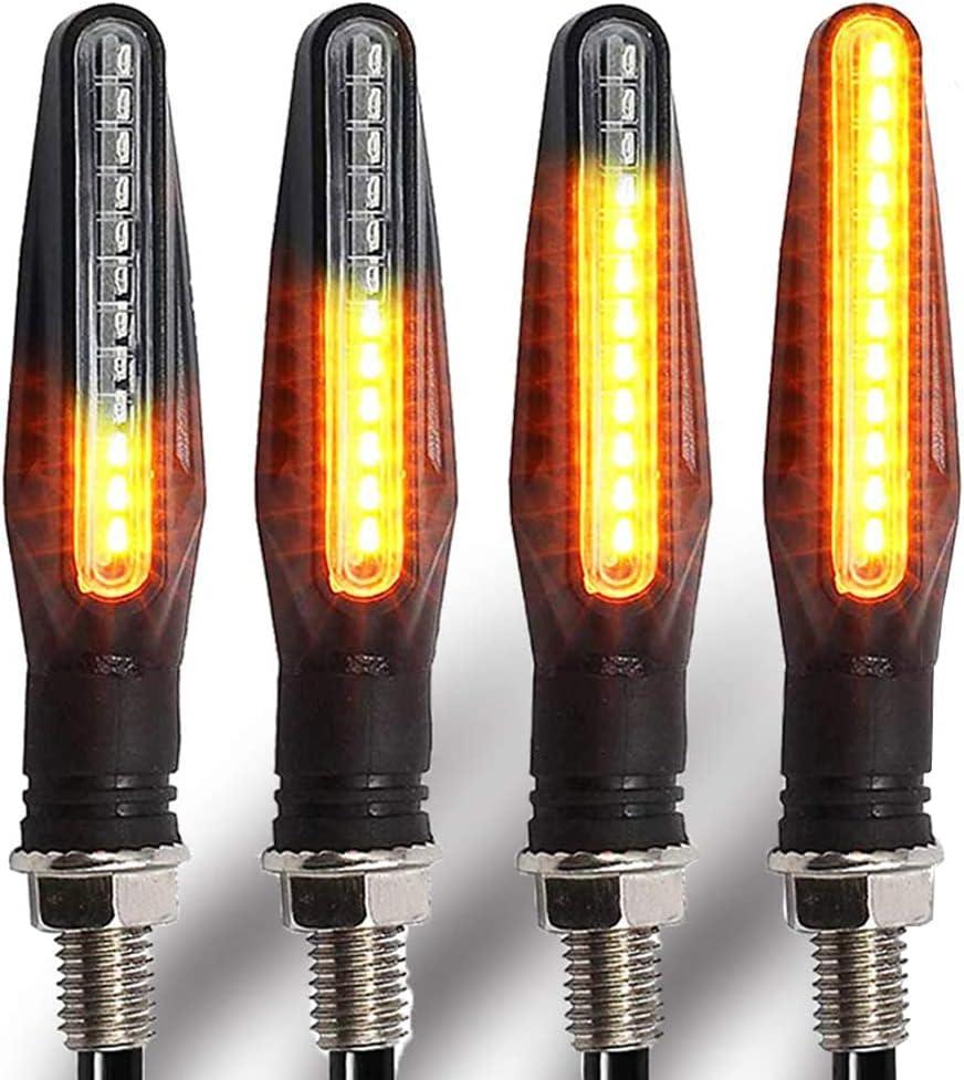 BlyilyB Motorcycle Blinkers Indicator Turn Signal Amber Flowing Sequential Universal Lamp (Pack of 4)