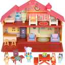 Bluey Mega Bundle Family Home & BBQ Playset, 4 Figures (Bluey, Bingo, Bandit, Chilli), 13+ Removable Furniture Pieces, Outdoor Patio, Accessories, Imaginative Playset for Kids 3+