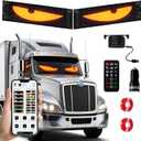 2PCS 23.6"x4.72" Synchronized Devil LED Eyes, Full Color Programmable LED Matrix Panel with APP & Remote Control, DIY Electra Windshield Light for Car & Truck
