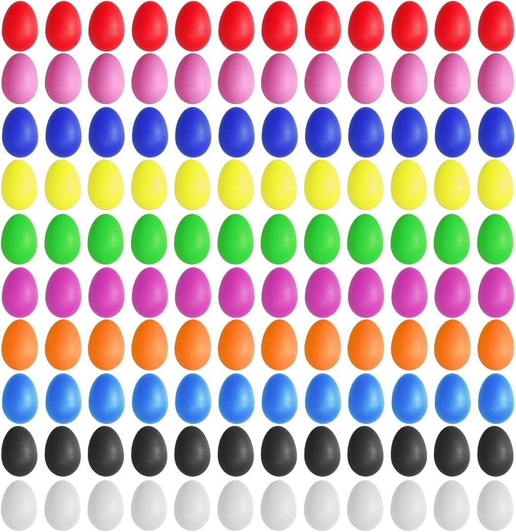 120 Pcs Plastic Egg Shakers Easter Egg Shaker Percussion Musical Maracas Plastic Easter Egg for Kids Toys Learning DIY Painting (10 Colors)