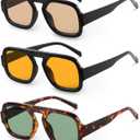 YDAOWKN Retro Square Aviator Sunglasses for Women Men Trendy Flat Top Sun Glasses UV Protection Vintage Shades