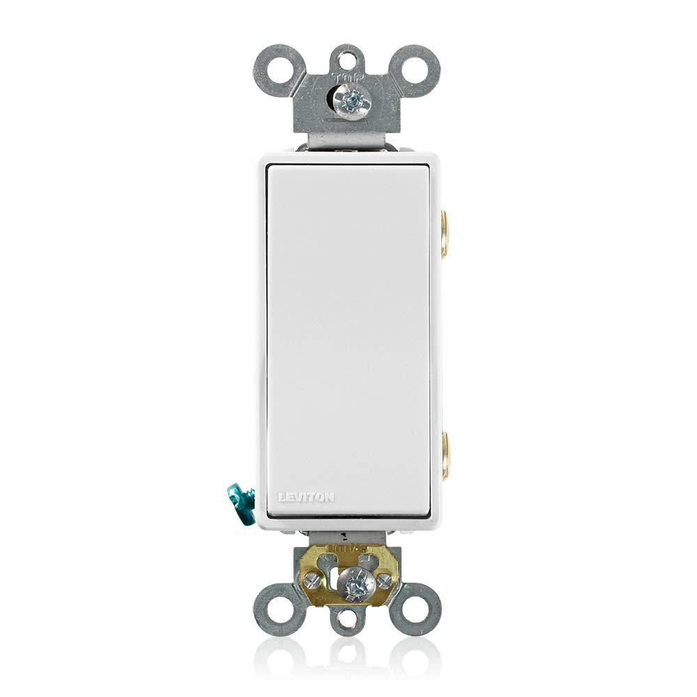 Leviton 20 Amp, 120/277 Volt, Decora Plus Rocker Double-Pole AC Quiet Switch, 5622-2W, White