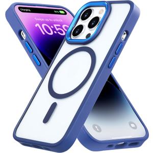 Magnetic Case for iPhone 13 Pro Case, [Military Grade Drop Tested] [Compatible with MagSafe] Slim Protective Cover, Translucent Matte Shockproof Case 13 Pro Phone Case 6.1", Clear Blue