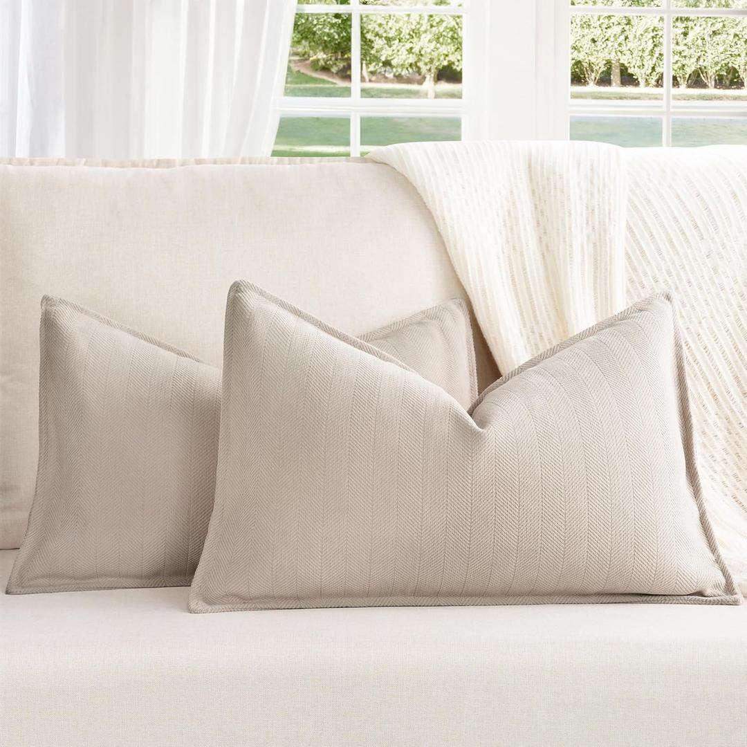 ZWJD Beige Lumbar Pillow Covers 12x20 Set of 2 Chenille Throw Pillow Covers with Elegant Design Soft and Luxurious Decorative Throw Pillows for Couch, Bed, and Home Decor ZWJD Beige Lumbar Pillow Covers 12x20 Set of 2 Chenille Throw Pillow Covers with Elegant Design Soft and Luxurious Decorative Throw Pillows for Couch, Bed, and Home Decor