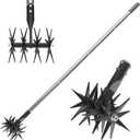 66in Rotary Cultivator with Tempered Spring Steel Tines and Adjustable Stainless Steel Handle Manual Garden Tiller Tool for Loosening Soil Mixing Fertilizer