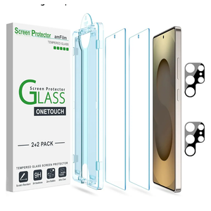 amFilm AutoAlignment OneTouch for Samsung Galaxy S25 Ultra 6.9" Screen Protector + Camera Lens Protector, Tempered Glass, 30 seconds Installation, Bubble Free, Case Friendly, AntiScratch [2+2 Pack]