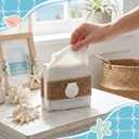 2 Pack Coastal Natural Napkin Holder for Table, Beach Theme White Wooden Napkin Holders Tissue Dispenser for Table Kitchen Dining Coastal Room Home Decor