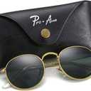 Pro Acme Round Sunglasses Glass Lens Metal Frame Retro Circle Sun Glasses for Women Men