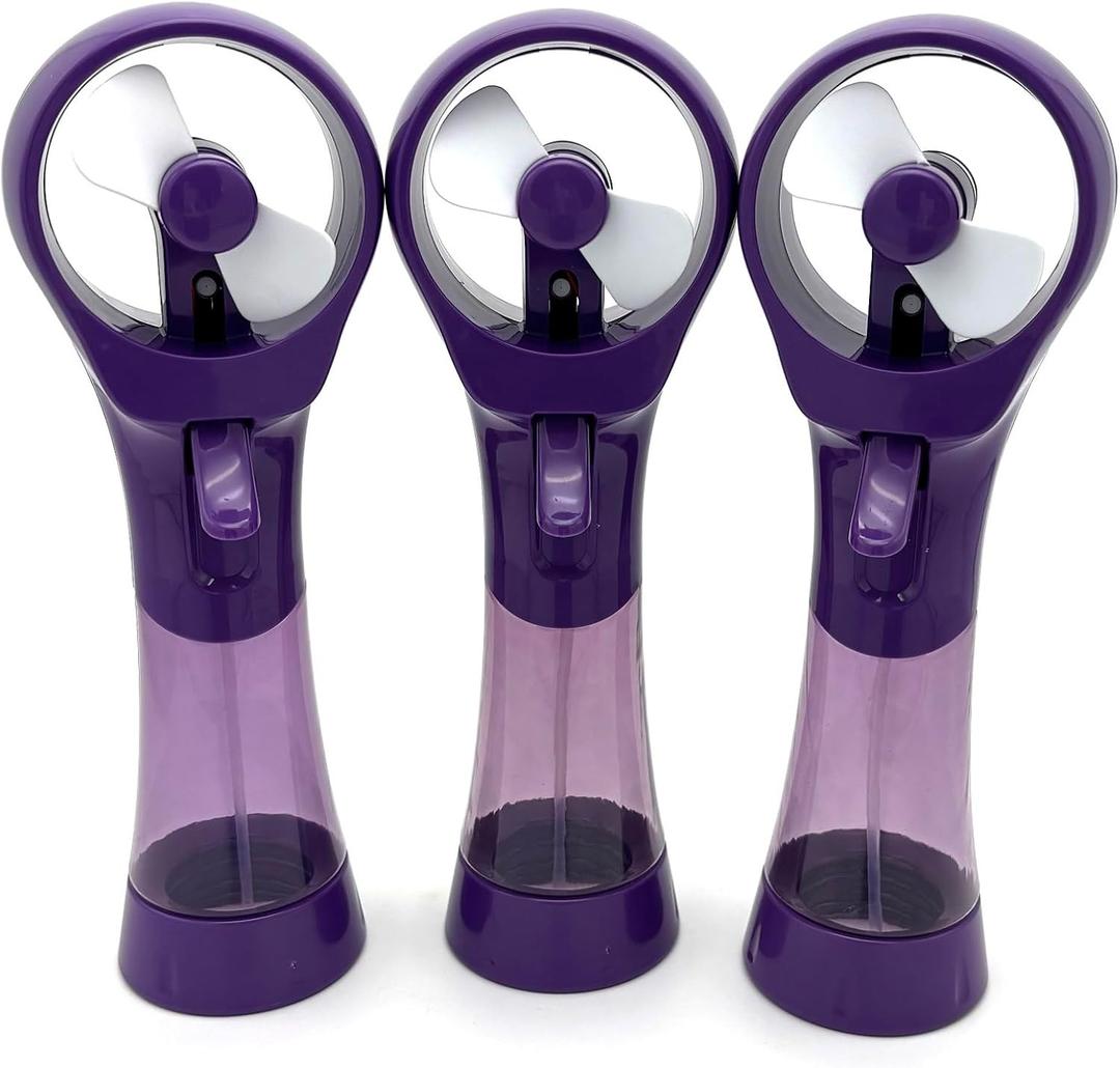 Outdoor Personal Water Misting Fan Handheld Battery Operated Cooling Fans Portable Mist Spray Fan for Sports Travel Beach (Purple)
