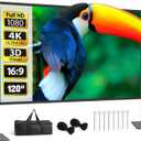 Projector Screen with Stand, 120 Inch Indoor Outdoor Portable Projection kit All-Metal Frame Wrinkle-Free 16:9 4K HD Front/Rear Movie Screen with Carry Bag for Home Theater Backyard Movie Night