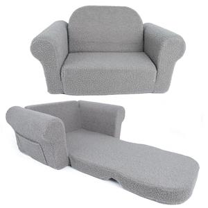 Hrebr Chairs for Toddler, 2-in-1 Toddler Soft Teddy Baby Couch Fold Out, Convertible Chair to Lounger for Girls and Boys|Safety Certified | Gift for Children