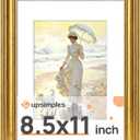 Upsimples Vintage 8.5 by 11 Picture Frame, Antique Gold Frames Display 6x8 with Mat or 8.5 x 11 Without for Wall or Tabletop Decor, 1pack