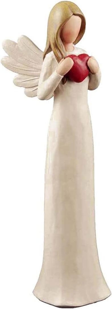Angel Figurine Holding Heart – Sympathy Memorial Gift & Gift for Mom, Daughter, Sister, Inspirational Angel Statue, Birthday, Remembrance Bereavement Gift Home Decor 7.5 Inch
