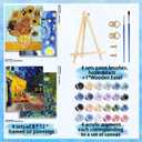 ARTISTKISS 4 Pack Paint by Numbers for Adults with Framed Canvas - with Wooden Easel,Van Gogh Paint by Number on Canvas, DIY Acrylic Oil Painting Kits with Brushes for Home Wall Decor 8x12in (MT0019)